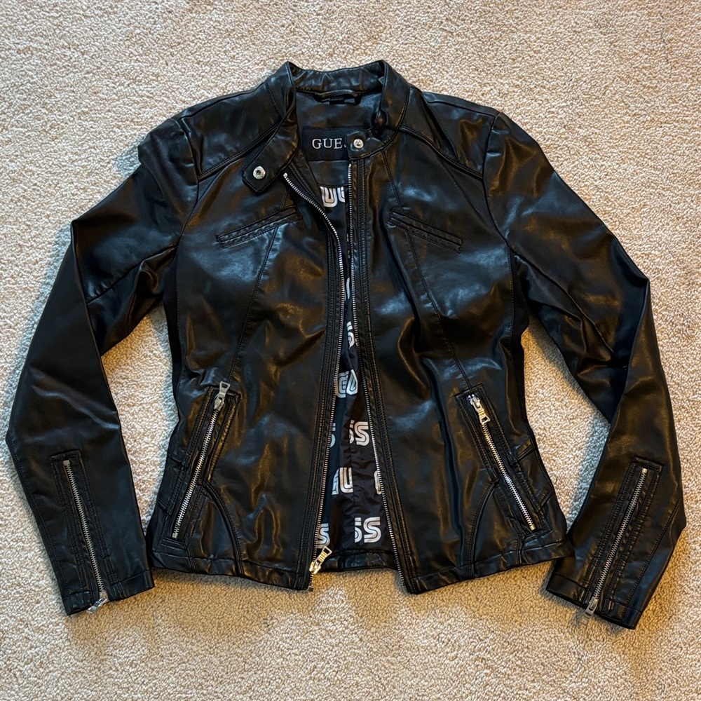Guess Women's Sleek Black Leather Jacket